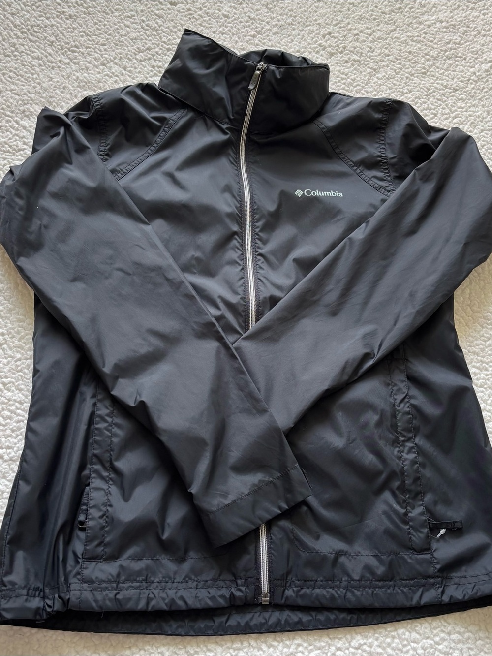 Columbia Black Switchback III Packable Rain Jacket Sleek Gorpcore Windbreaker L